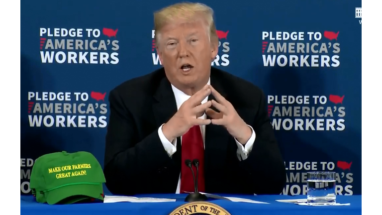 President Trump speaking in Peosta, Iowa Thurdsay
