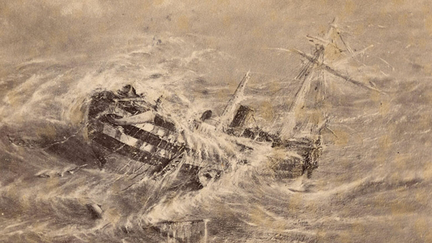 The brigantine, Mary Celeste in a cyclone in the Bermudas