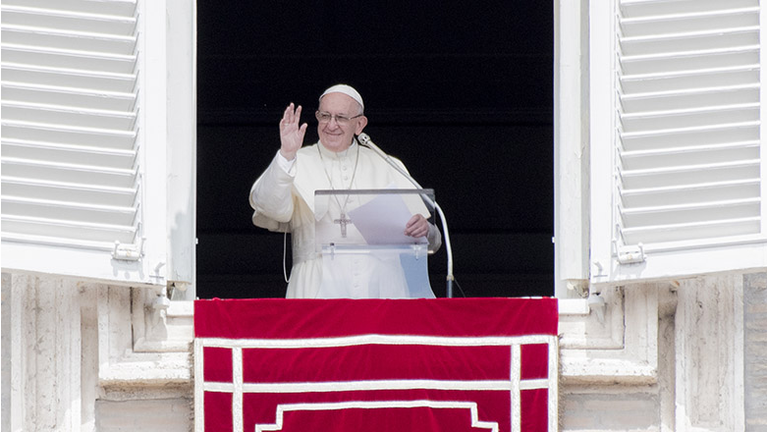 Pope Francis Blesses The Crowd During The Angelus