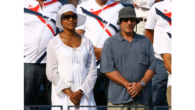 U.S. Open Day 14 NEW YORK - SEPTEMBER 09: Actor Robert Di Nero and his wife Grace Hightower stand for the performance of 'God Bless America' prior to the start of the 2007 U.S. Open Men's Final between Roger Federer of Switzerland and Novak Djokovic of Serbia during day fourteen of the 2007 U.S. Open in Arthur Ashe Stadium at the Billie Jean King National Tennis Center on September 9, 2007 in the Flushing neighborhood of the Queens borough of New York City. (Photo by Al Bello/Getty Images)