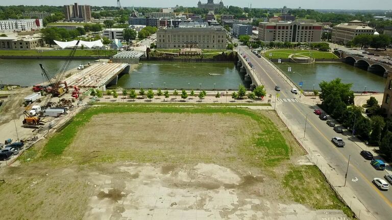 Former site of Riverfront Y in Des Moines WHO TV