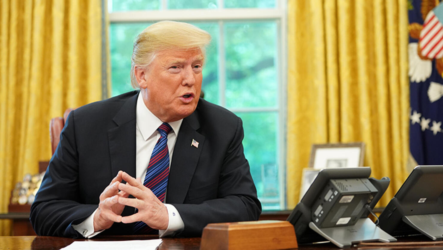 US President Donald Trump speaks in the Oval Office at the White House on August 27, 2018 in Washington,DC.