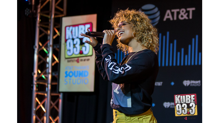 DaniLeigh in the AT&T Thanks Sound Studio at KUBE 93.3