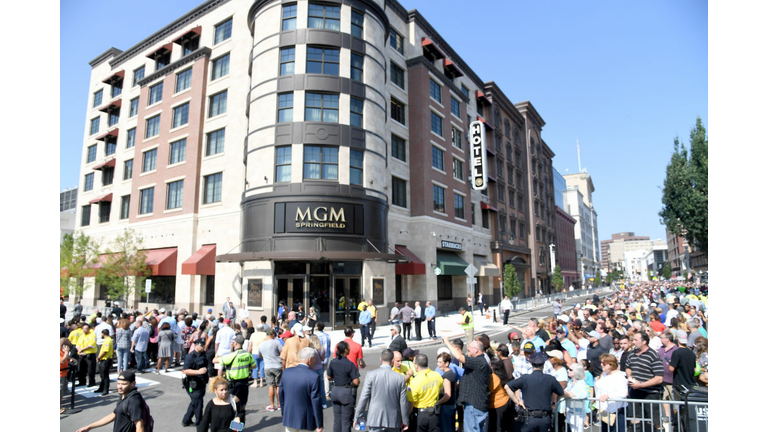 SPRINGFIELD, MA - AUGUST 24: A view of the Massachusetts Processional through Downtowns Main Street for the Grand Opening of MGM Springfield on August 24, 2018 in Springfield, Massachusetts. (Photo by Nicholas Hunt/Getty Images for MGM Springfield)