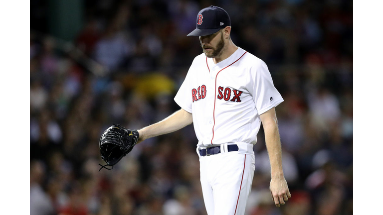 6: Chris Sale #41 of the Boston Red Sox is relieved during the fifth inning against the Baltimore Orioles at Fenway Park on September 26, 2018 in Boston, Massachusetts. (Photo by Maddie Meyer/Getty Images)