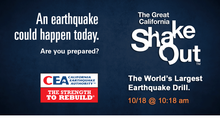 The Great California shakeout returns on 10/18 at 10:18 am
