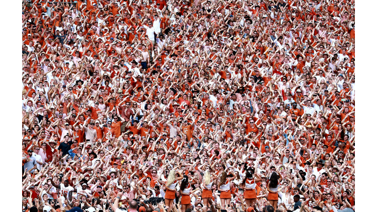 Texas Longhorns fans celebrate after the Texas Longhorns beat the Oklahoma Sooners