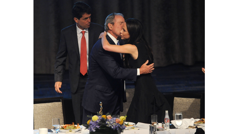 NEW YORK, NY - JUNE 18: Former President of the United States George W. Bush(L) and daughter Barbara Bush attend the 2015 Father Of The Year Luncheon Awards at the New York Hilton on June 18, 2015 in New York City. (Photo by Brad Barket/Getty Images)