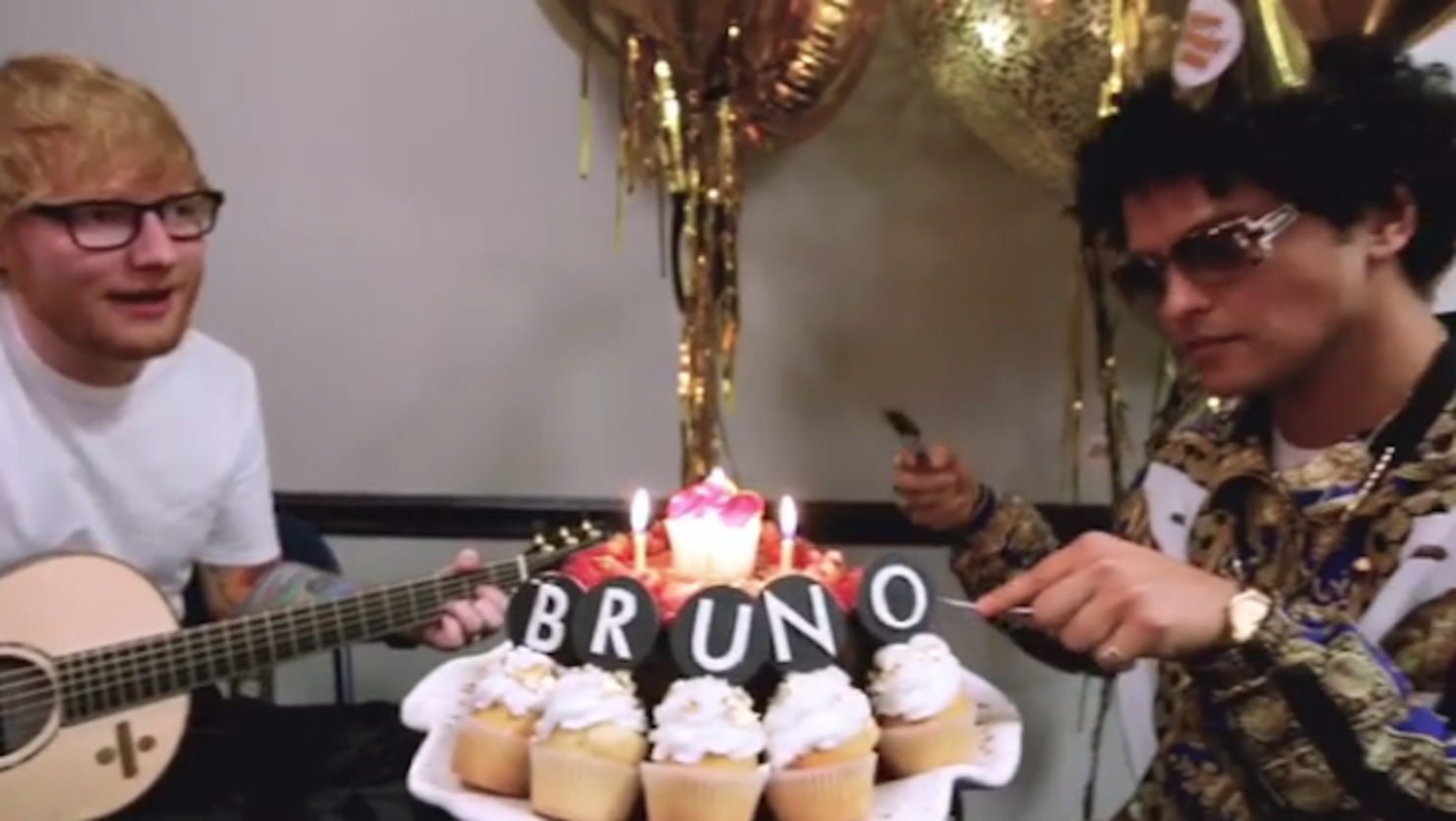 Bruno Mars Gets Serenaded By Ed Sheeran On His Birthday Watch Iheart