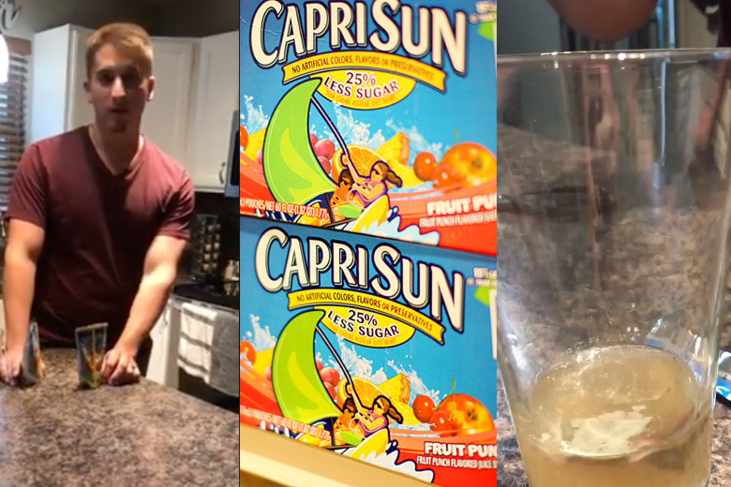 Capri Sun, mold, clear bottom pouches