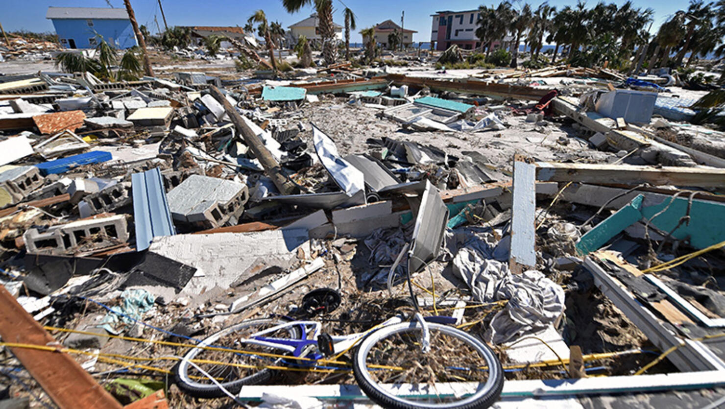 View of the damaged caused by Hurricane Michael in Mexico Beach, Florida,