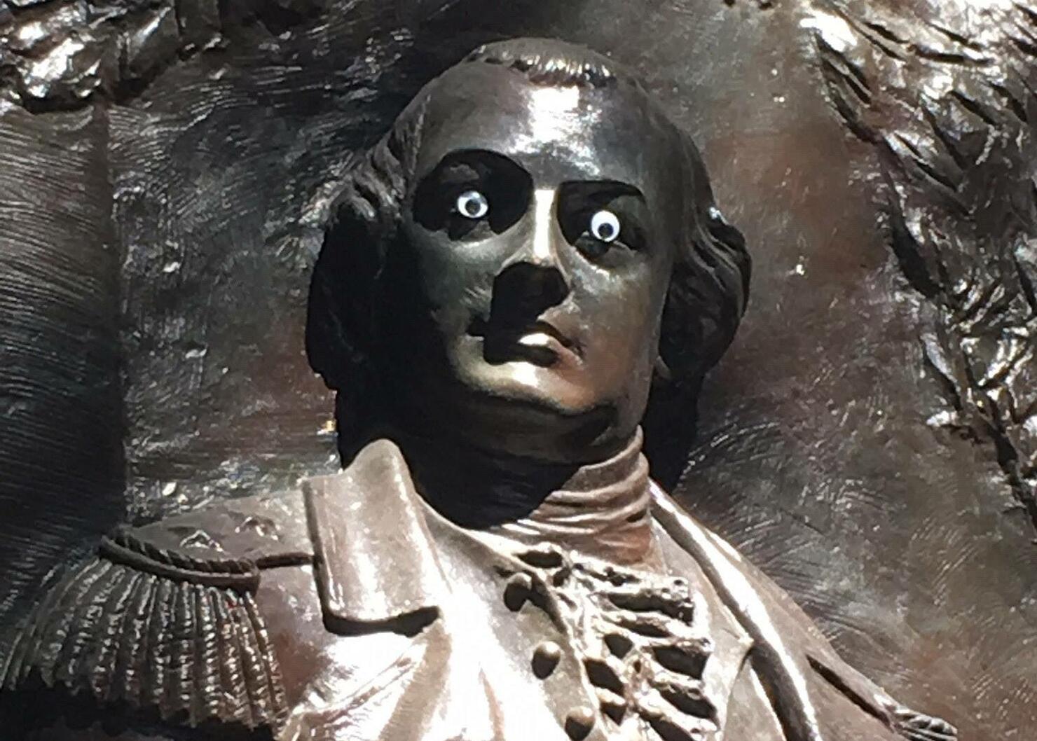 Googly eyes placed on historic statue in Georgia