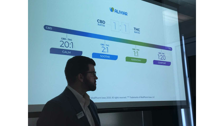 Lucas Nelson at rollout of Aliviar products by MedPharm Iowa.  Photo Wendy Wilde