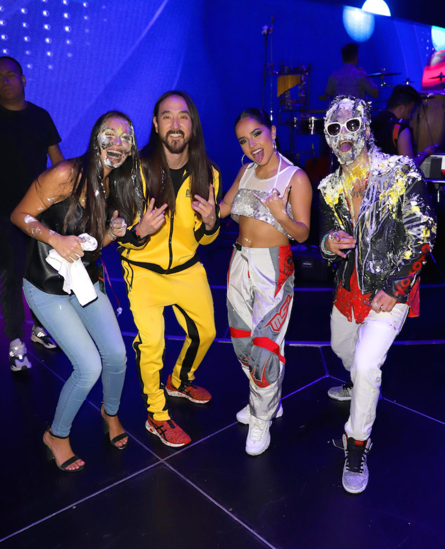 Steve Aoki & Becky G Caked A Fan in The Face at iHeartRadio Fiesta Latina |  iHeart