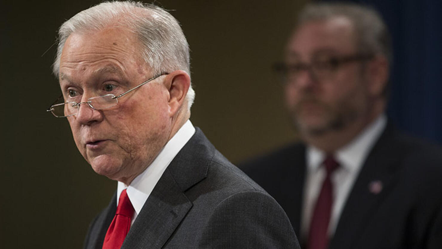 U.S. Attorney General Jeff Sessions speaks during a news conference 