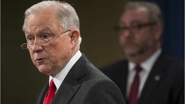 U.S. Attorney General Jeff Sessions speaks during a news conference 