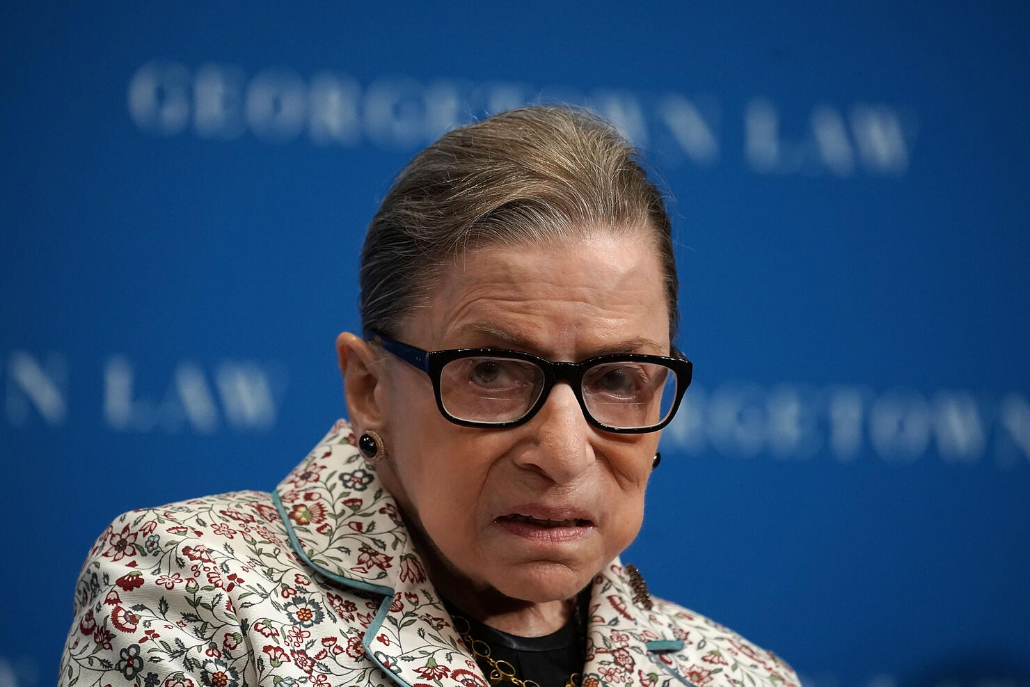 U.S. Supreme Court Justice Ruth Bader Ginsburg participates in a lecture September 26, 2018 at Georgetown University Law Center in Washington, DC. 