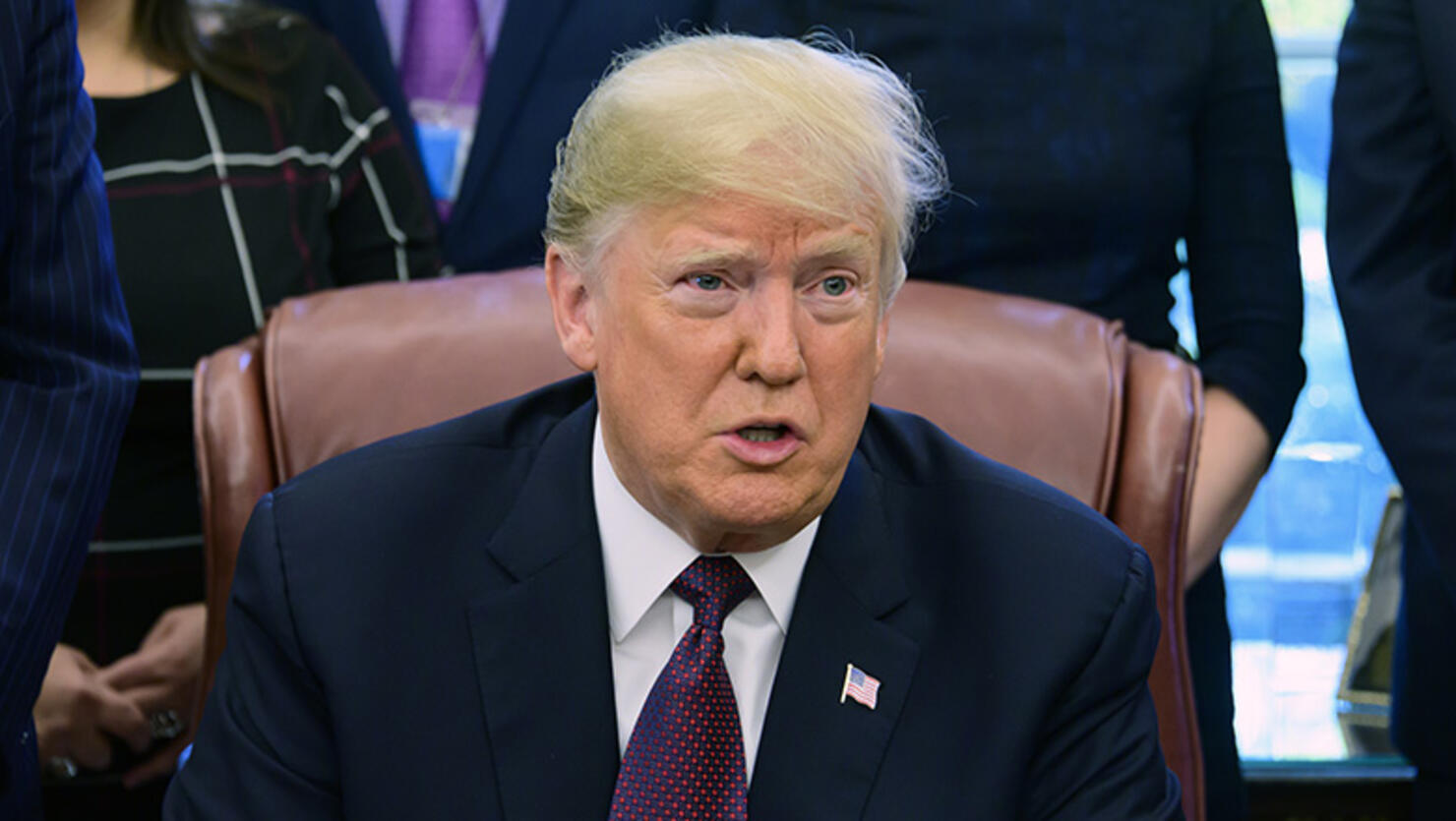 U.S. President Donald Trump speaks during a signing of the Cybersecurity and Infrastructure Security Agency Act in the Oval Office of the White House