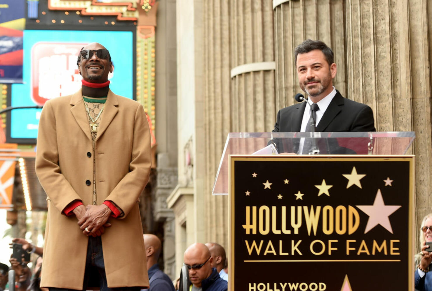  Snoop Dogg, with Jimmy Kimmel (R) is honored with a star on The Hollywood Walk Of Fame on Hollywood Boulevard
