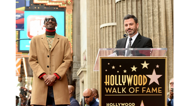  Snoop Dogg, with Jimmy Kimmel (R) is honored with a star on The Hollywood Walk Of Fame on Hollywood Boulevard