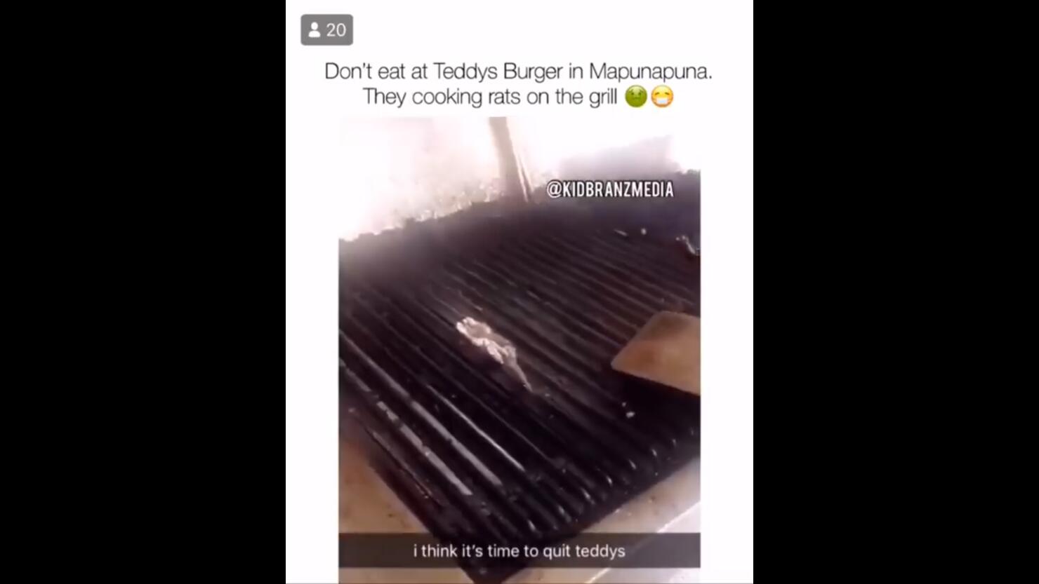 Rat seen cooking on grill at Hawaii burger chain