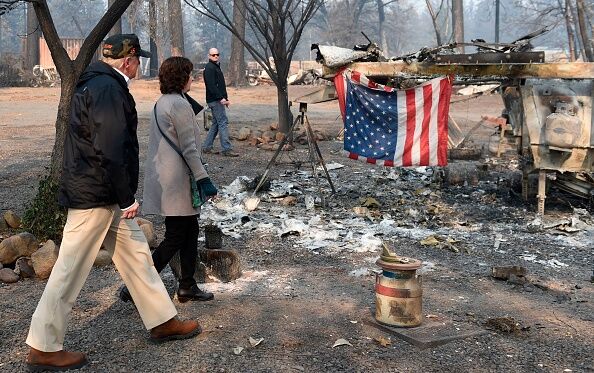 Trump tours Paradise CA fire scene Nov 2018  Getty Images