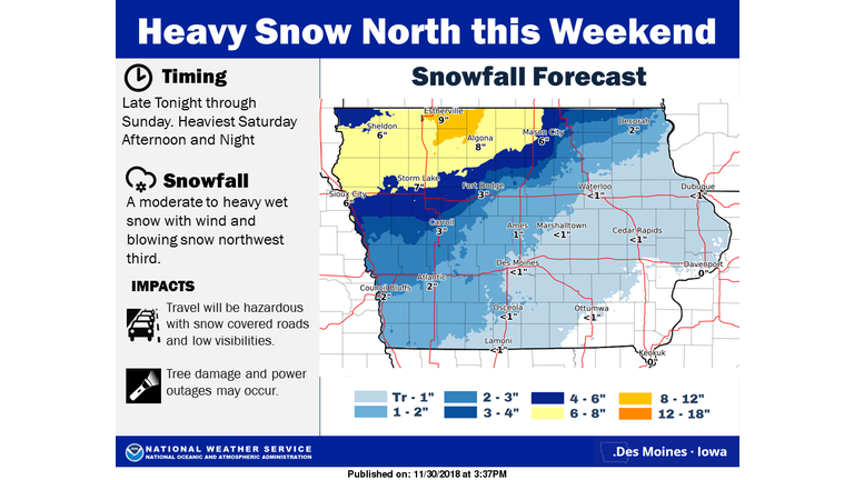 National Weather Service Snow Forecast Map