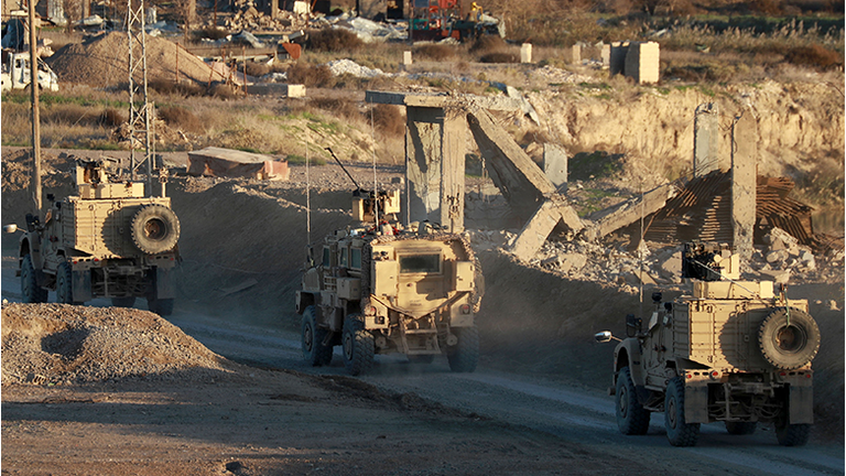 US army vehicles supporting the Syrian Democratic Forces 