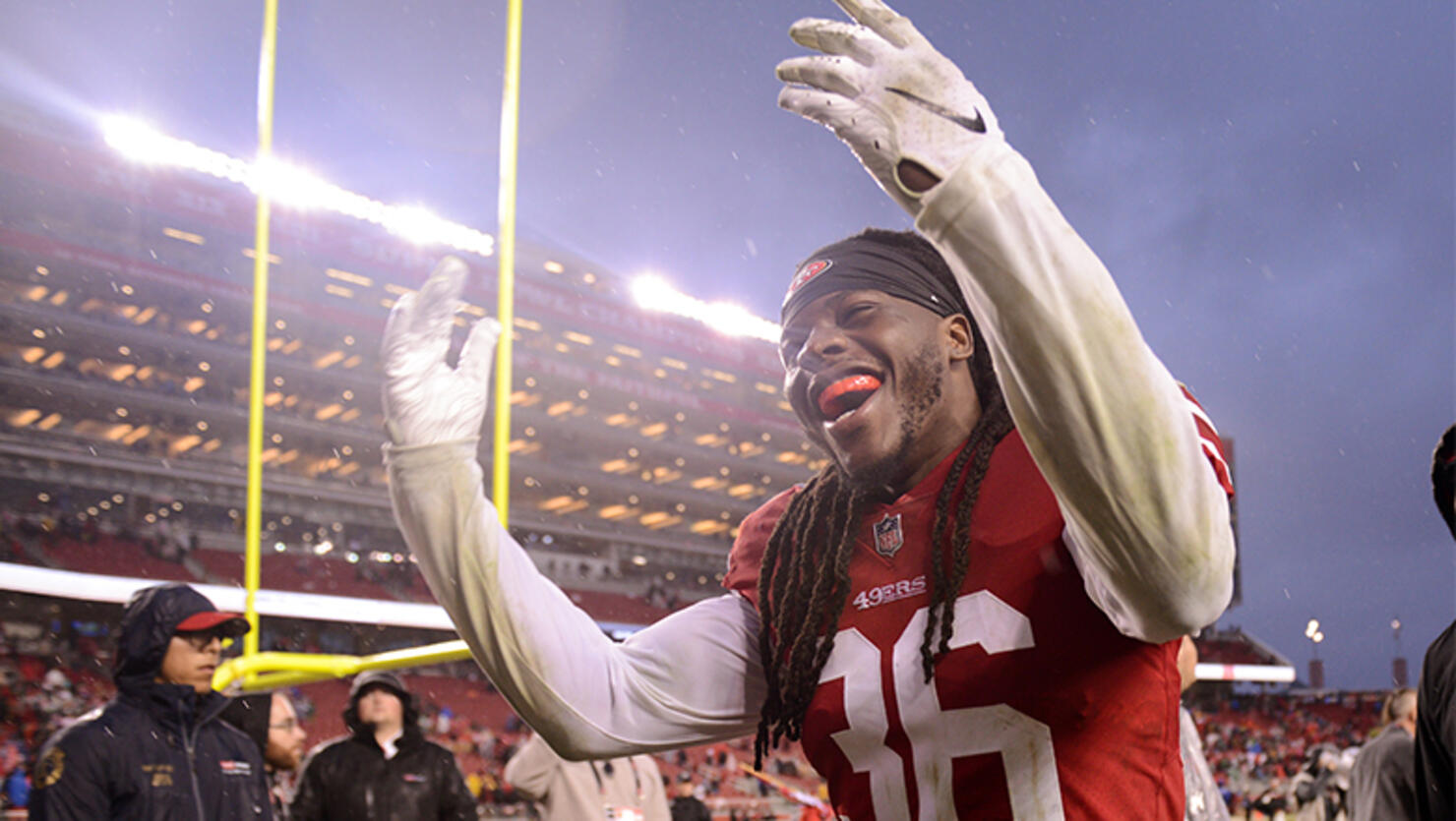 San Francisco 49ers Safety Marcell Harris (36) celebrates after the NFL game between the Seattle Seahawks and the San Francisco 49ers