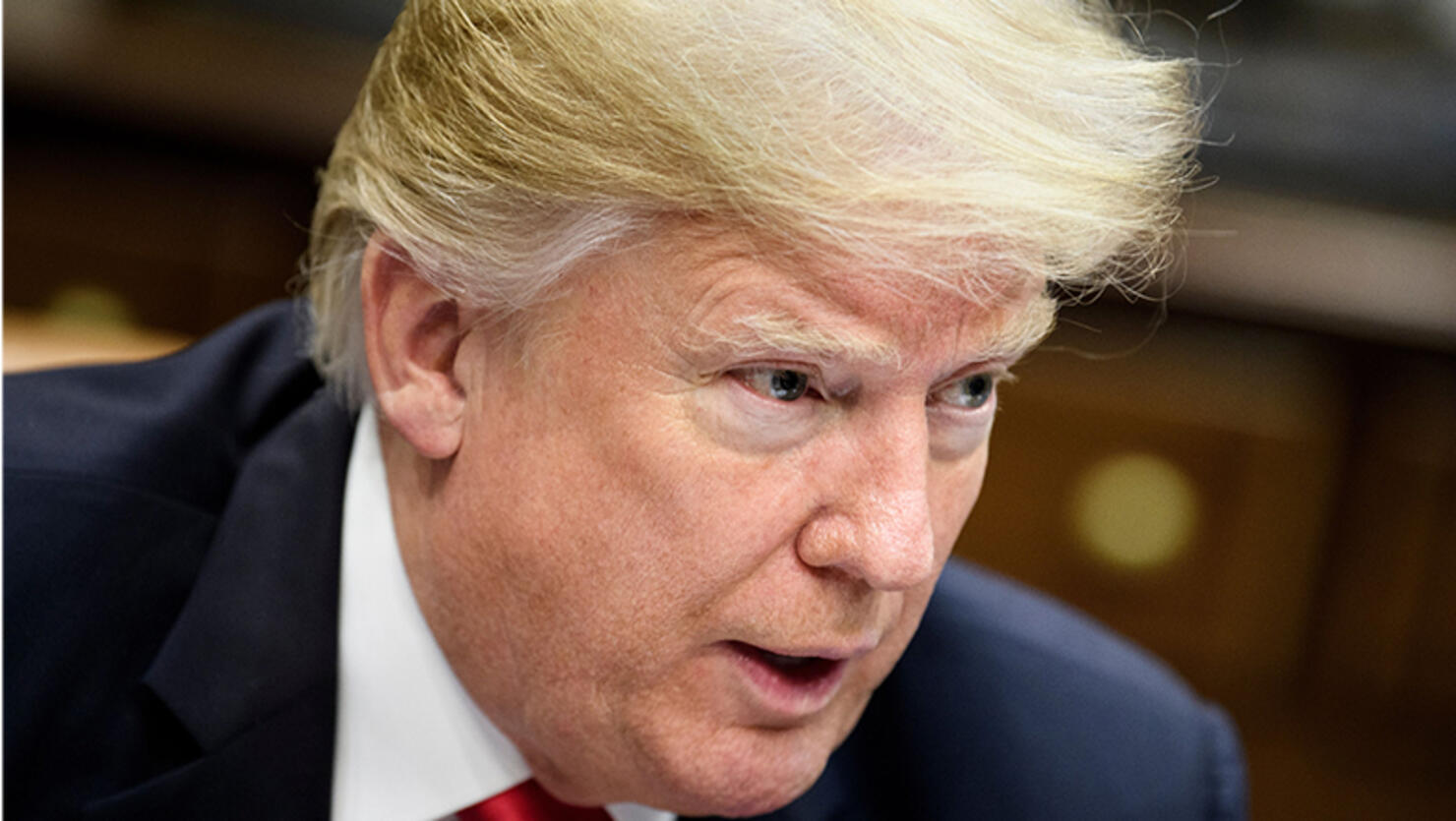 US President Donald Trump speaks during a roundtable discussion about school safety in the Roosevelt Room of the the White House