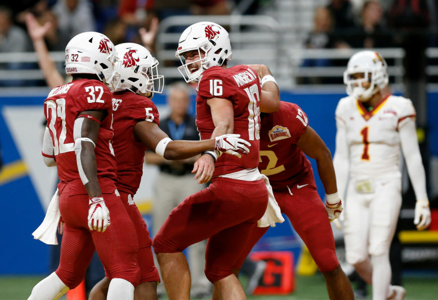 Gardner Minshew and teammates celebrate a touchdown