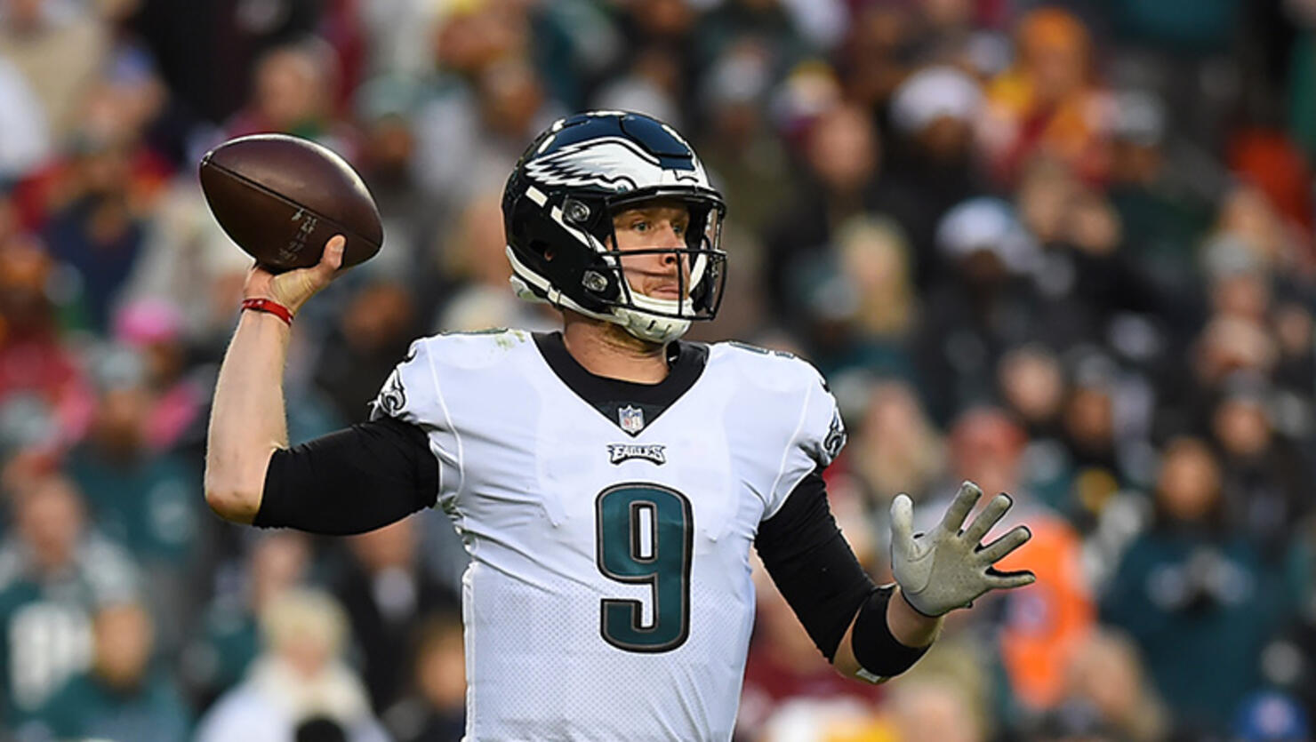 Nick Foles #9 of the Philadelphia Eagles looks to pass against the Washington Redskins during the first half at FedExField