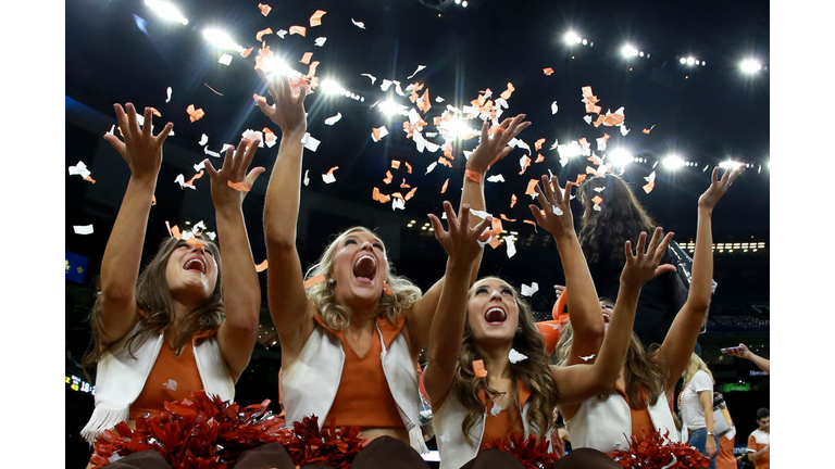 Texas Longhorns cheerleaders celebrate after Sugar Bowl win
