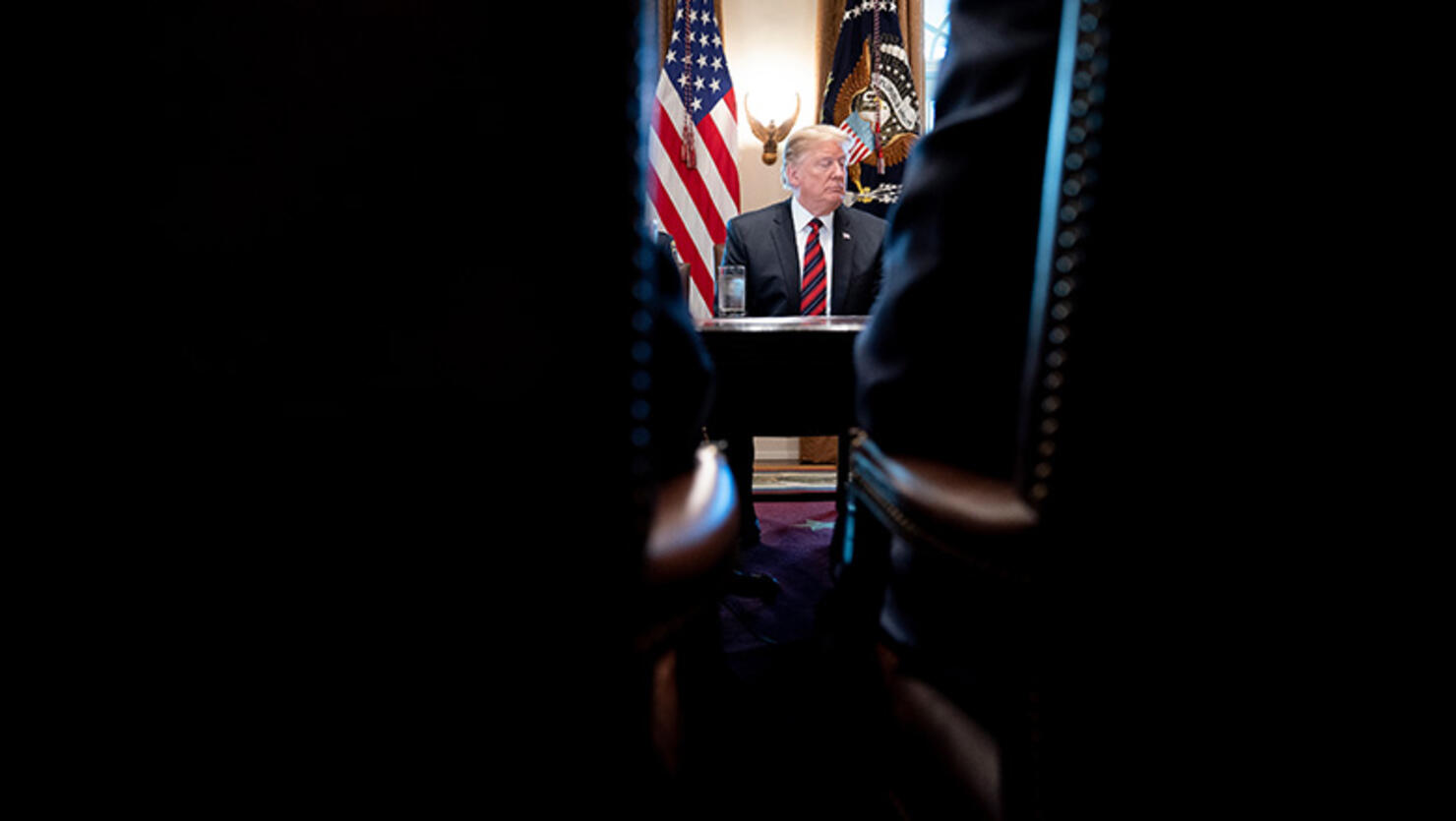 US President Donald Trump during a meeting about border security in the Cabinet Room of the White House