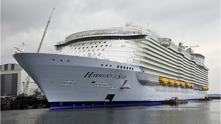 Delivery of the 'Harmony of the Seas' liner to the STX Europe shipyard in Saint-Nazaire