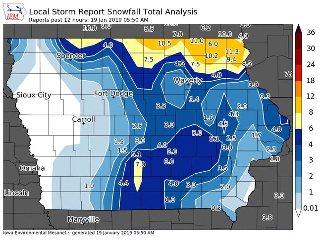 How the snowfall adds up IOWA SNOW TOTALS 1040 WHO