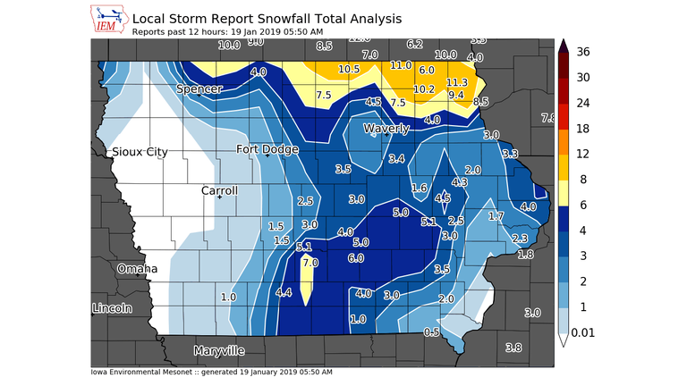 Iowa State University Mesonet map, data from National Weather Service