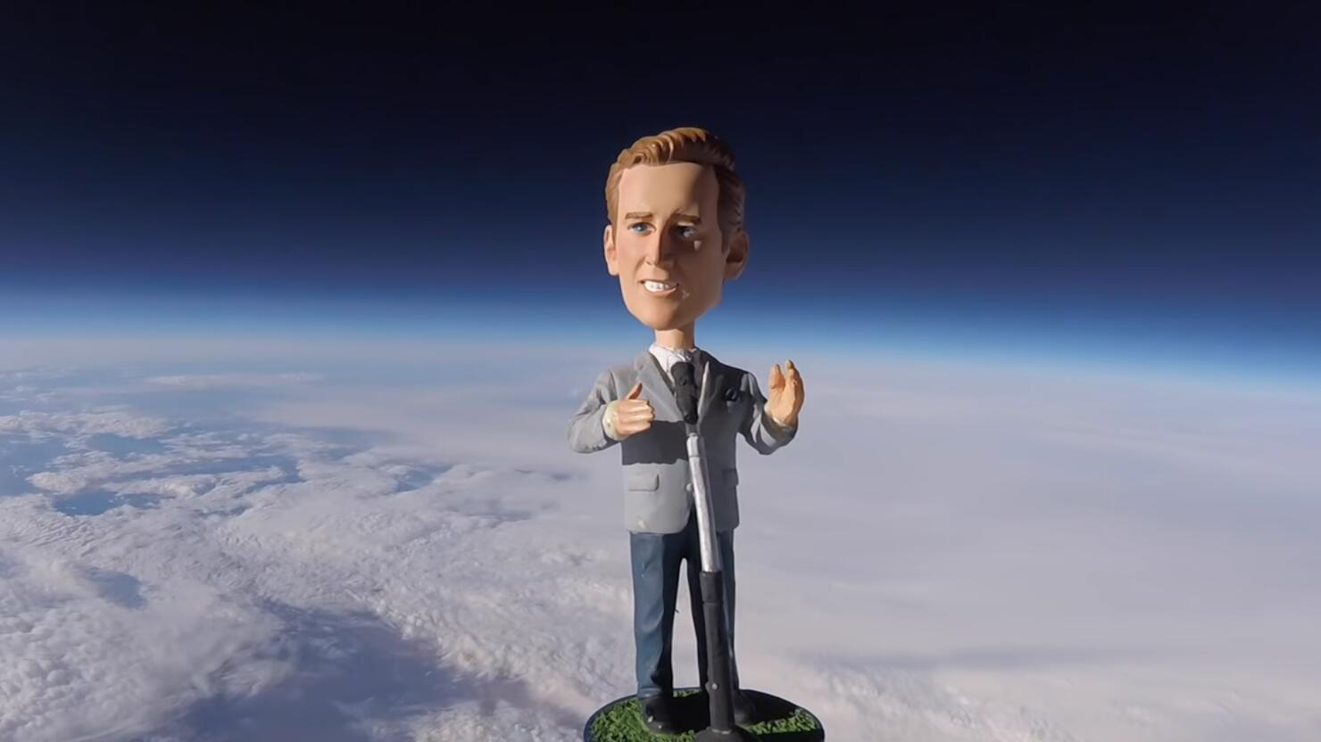 Vin Scully Bobblehead launched into Space
