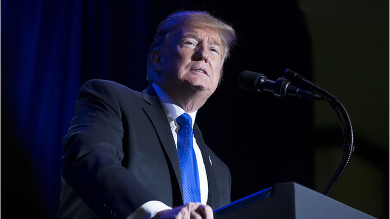 President Donald Trump speaks at the Major County Sheriffs and Major Cities Chiefs Association Joint Conference