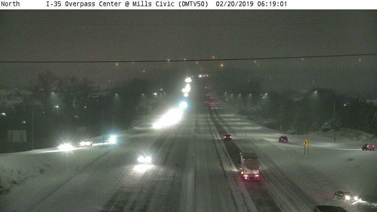 I-35 near West Des Moines. Note the car in the ditch in the far right corner.