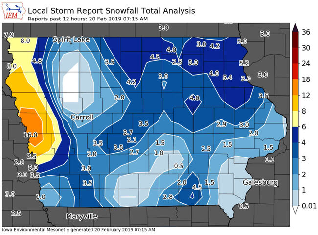 Heaviest snow northwest of Des Moines SNOW TOTALS MAP