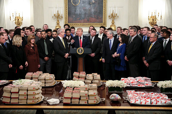 Trump with burgers