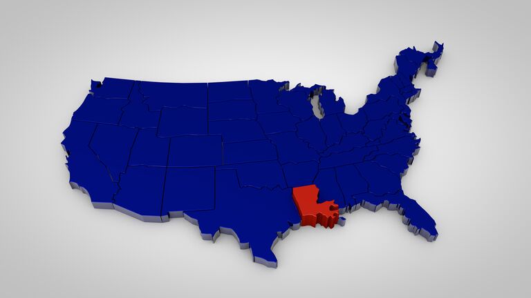 Louisiana Highlighted U.S. Map Getty RF