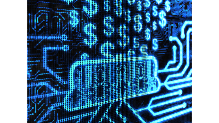 Electronic money with blue lights