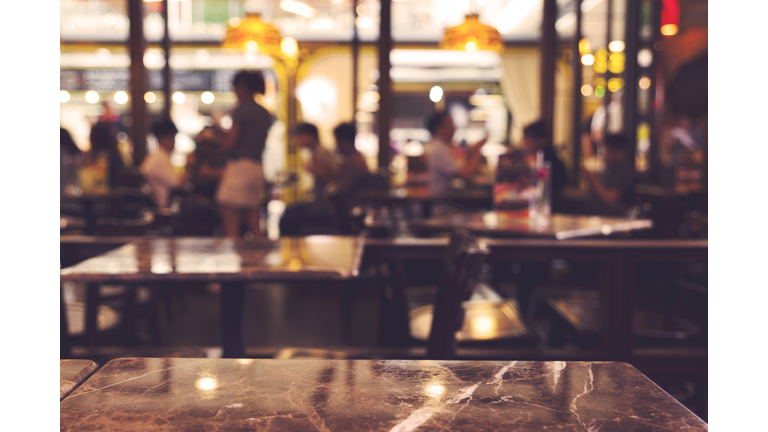blurred background of restaurant interior