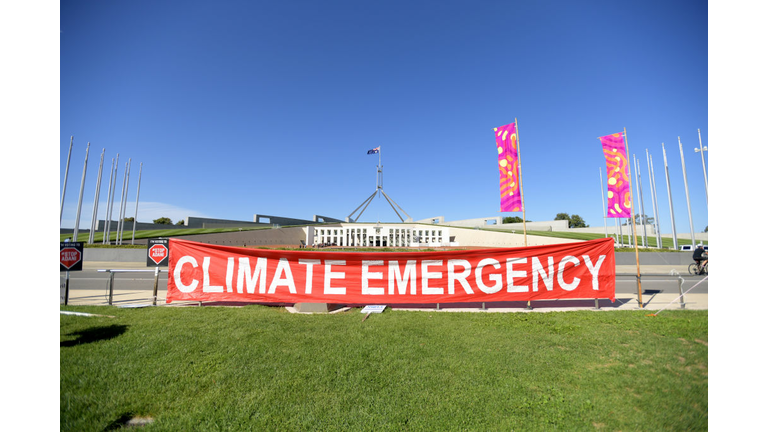 Adani Protesters Gather At Parliament For First Sitting Day