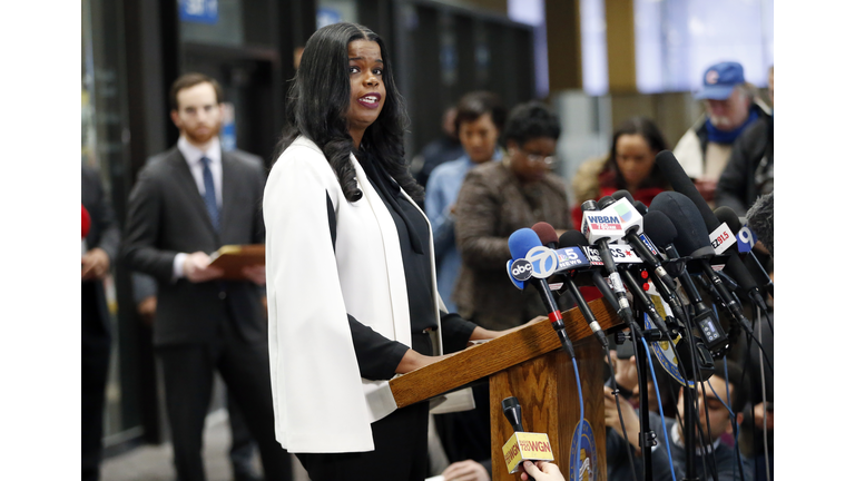 R. Kelly Bond Hearing Held In Sexual Assault Case CHICAGO, IL - FEBRUARY 23: Cook County State's attorney Kim Foxx speaks with reporters and details the charges against R. Kelly's first court appearance at the Leighton Criminal Courthouse on February 23, 2019 in Chicago, Illinois. (Photo by Nuccio DiNuzzo/Getty Images)