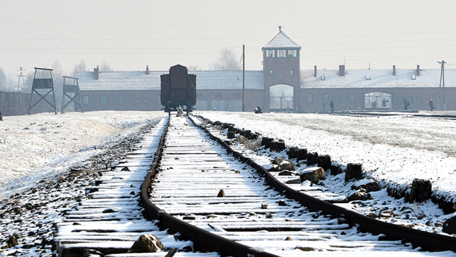 View of the rail way tracks at the former Nazi concentration camp Auschwitz-Birkenau in Oswiecim, Poland