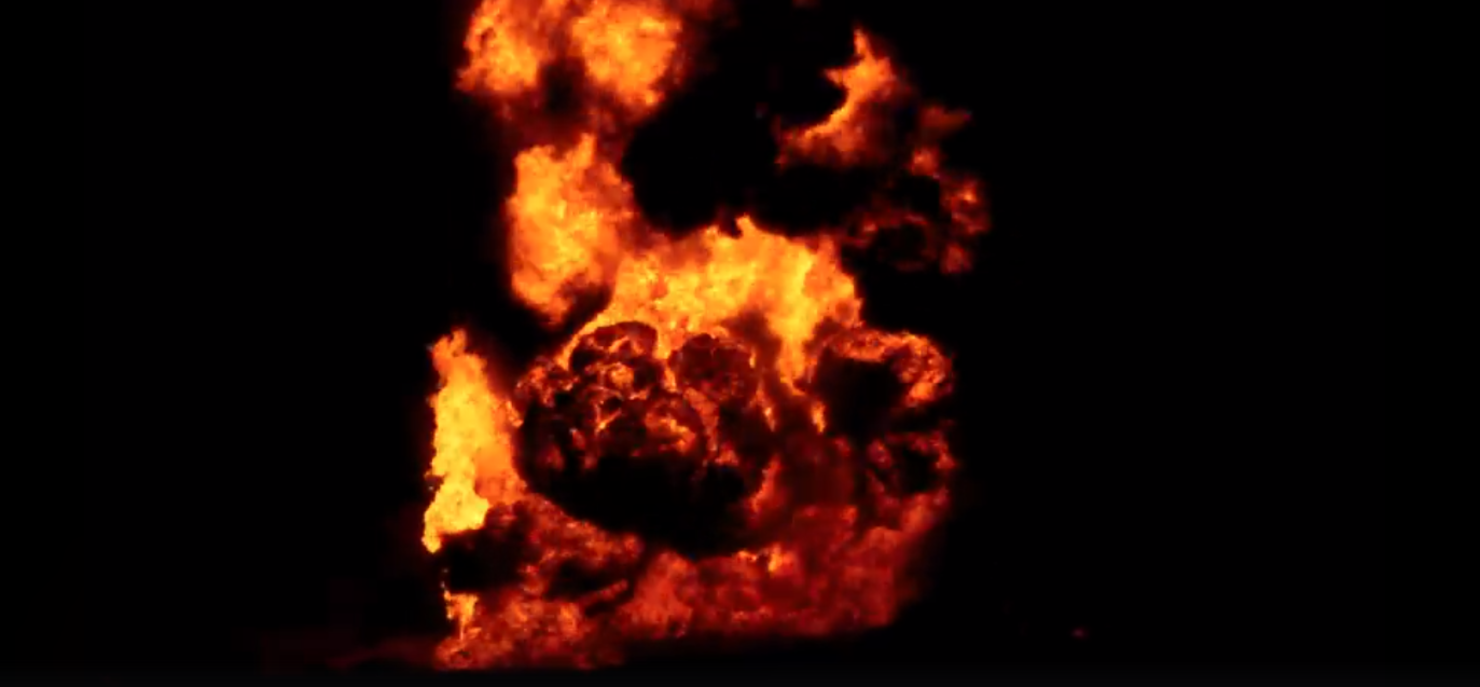 Up close view of the hazardous material explosion