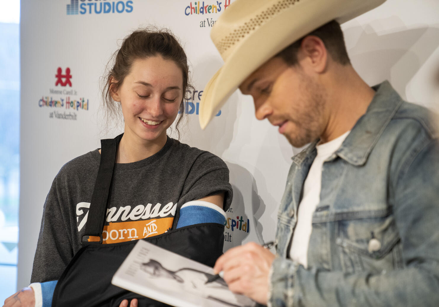 Dustin Lynch and Cody Alan at Seacrest Studios at Monroe Carell Jr. Children’s Hospital at Vanderbilt. 